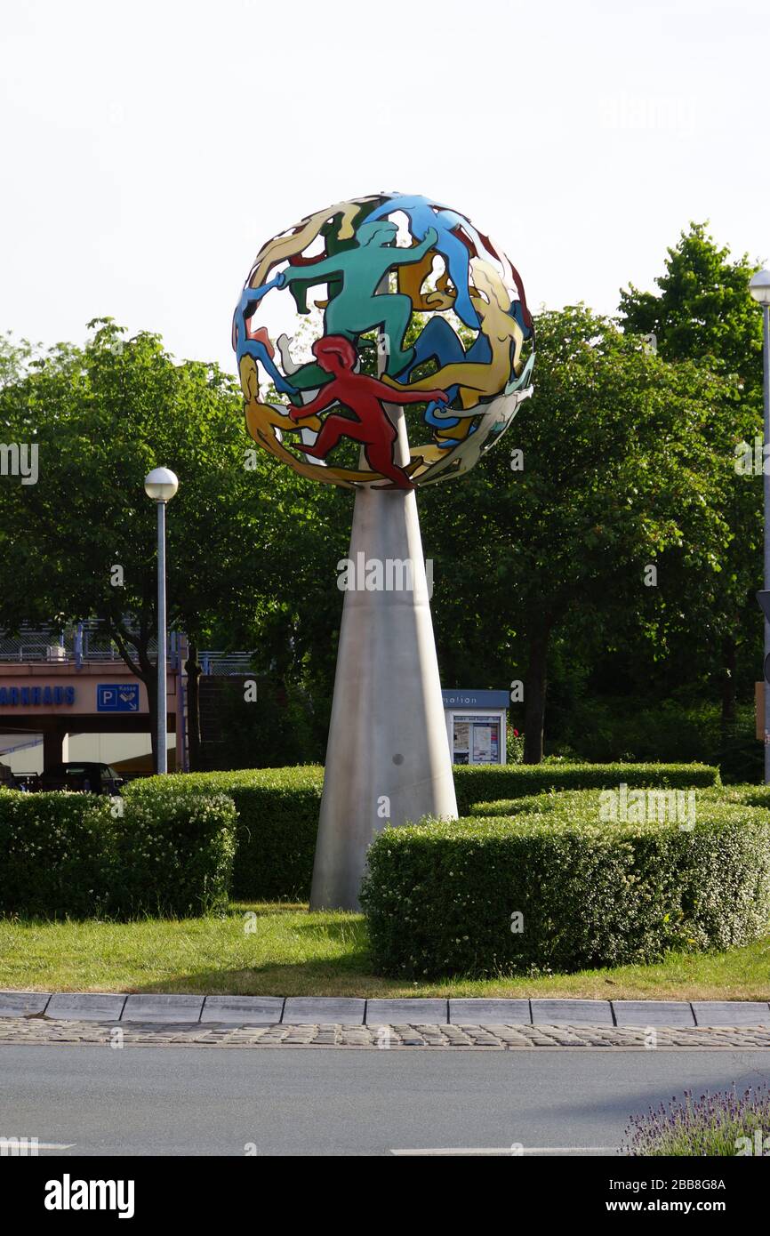Weltkugel-Skulptur, Greven, Nordrhein-Westfalen, Deutschland Stock Photo