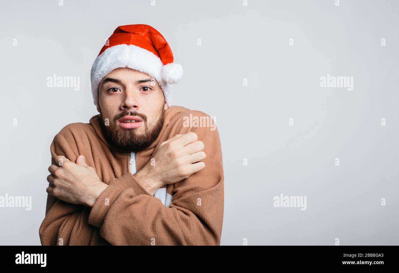 portrait of man in cold isolated Stock Photo - Alamy
