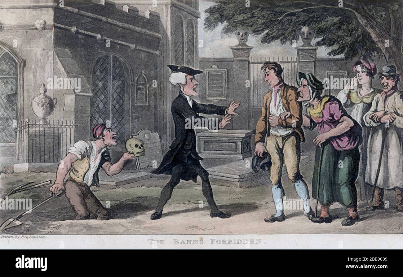DT SYNTAX: THE BANS FORBIDDEN  1821 Cartoon bt Thomas Rowlandson Stock Photo