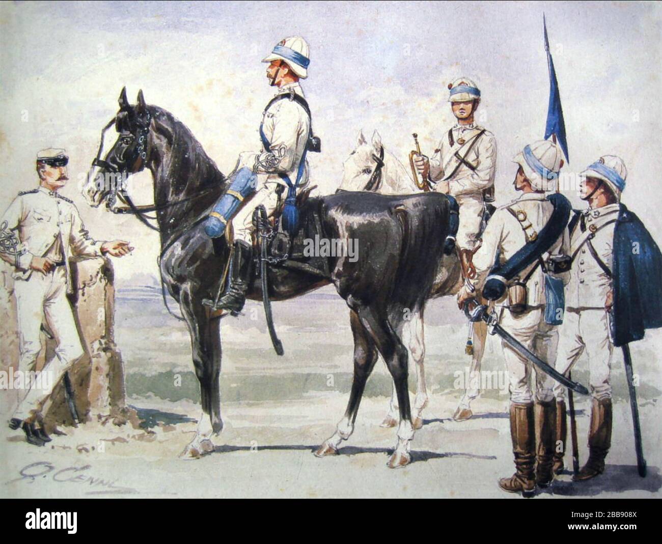 ITALIAN CAVALRY IN EAST AFRICA 1885 by Quinto Cenni Stock Photo
