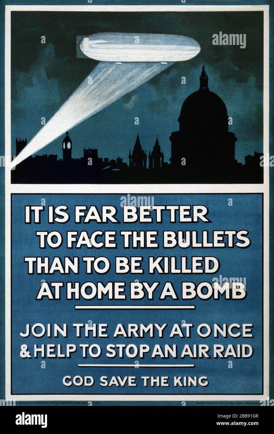 ZEPPELINS First World War recruiting poster Stock Photo