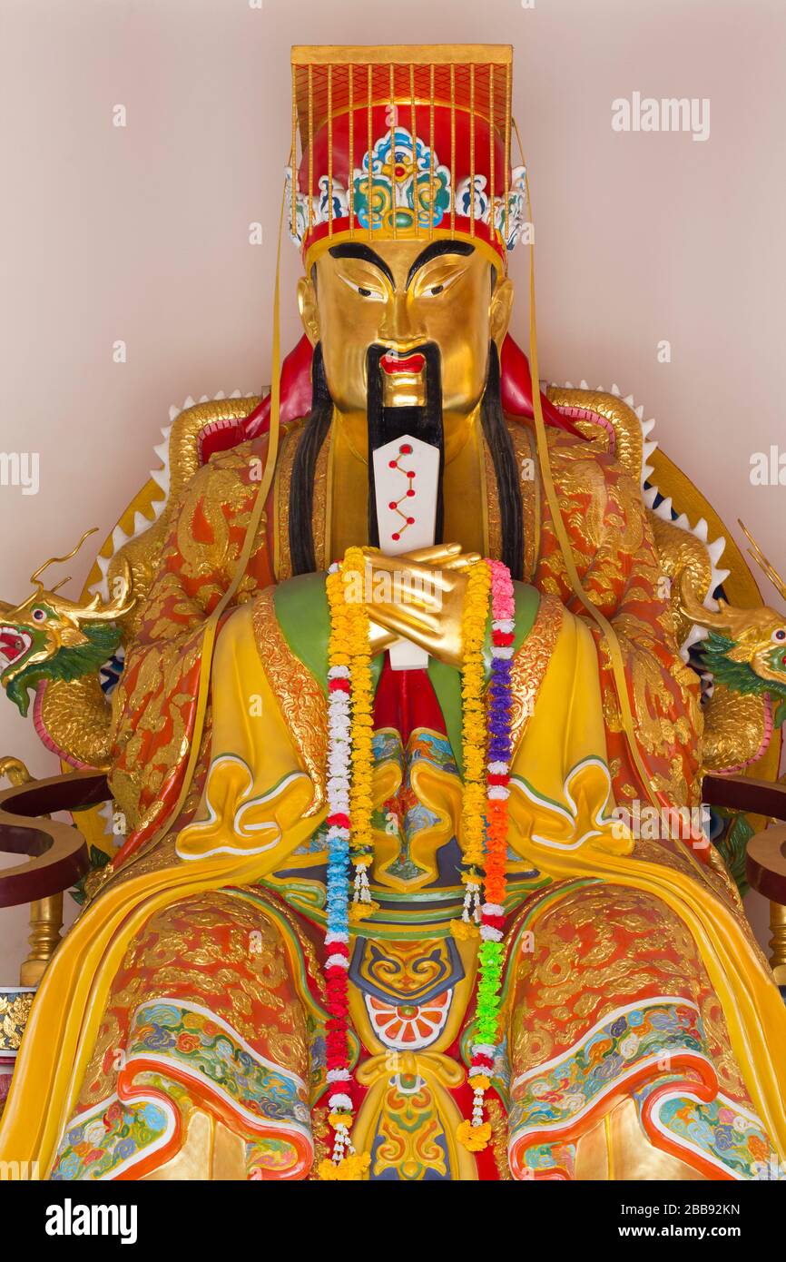 Guan Yu statue in Wat Sam Sien Temple,King Rama Royal Park,Pattaya City,Thailand,Asia Stock Photo