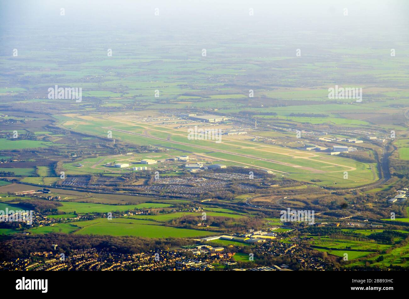 Aerial view of International Stansted Airport, London Stock Photo
