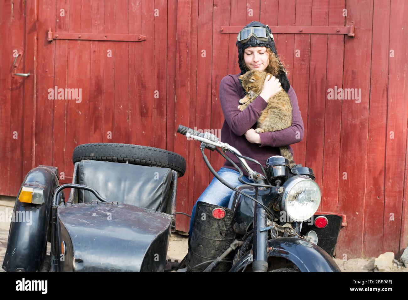 pilot cap with cat Stock Photo 