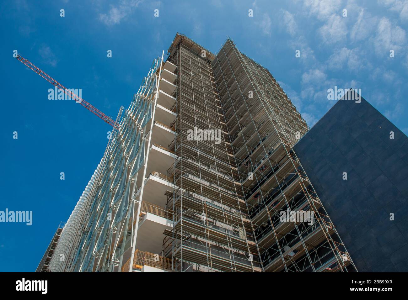safety measures with scaffolding for building constructions Stock Photo