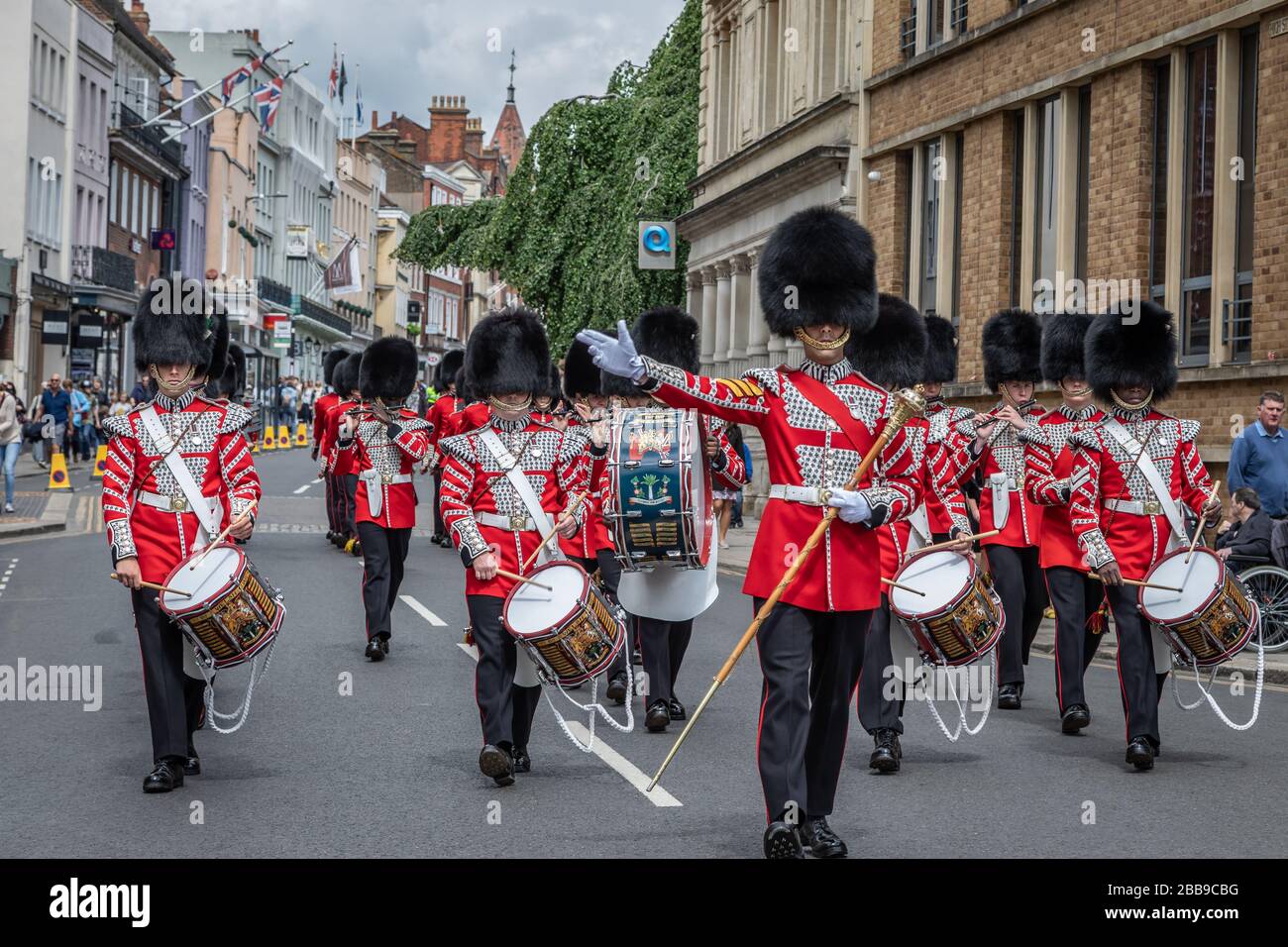 Corp of Drums of the Welsh Guards, Windsor, Berkshire, UK - May 28th 2019 Stock Photo