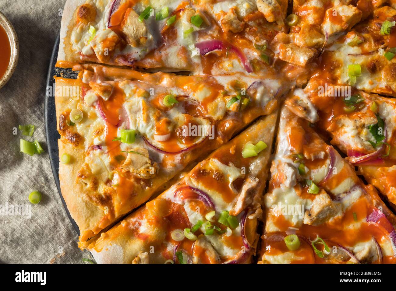 Homemade Buffalo Chicken Pizza with Blue Cheese Stock Photo Alamy