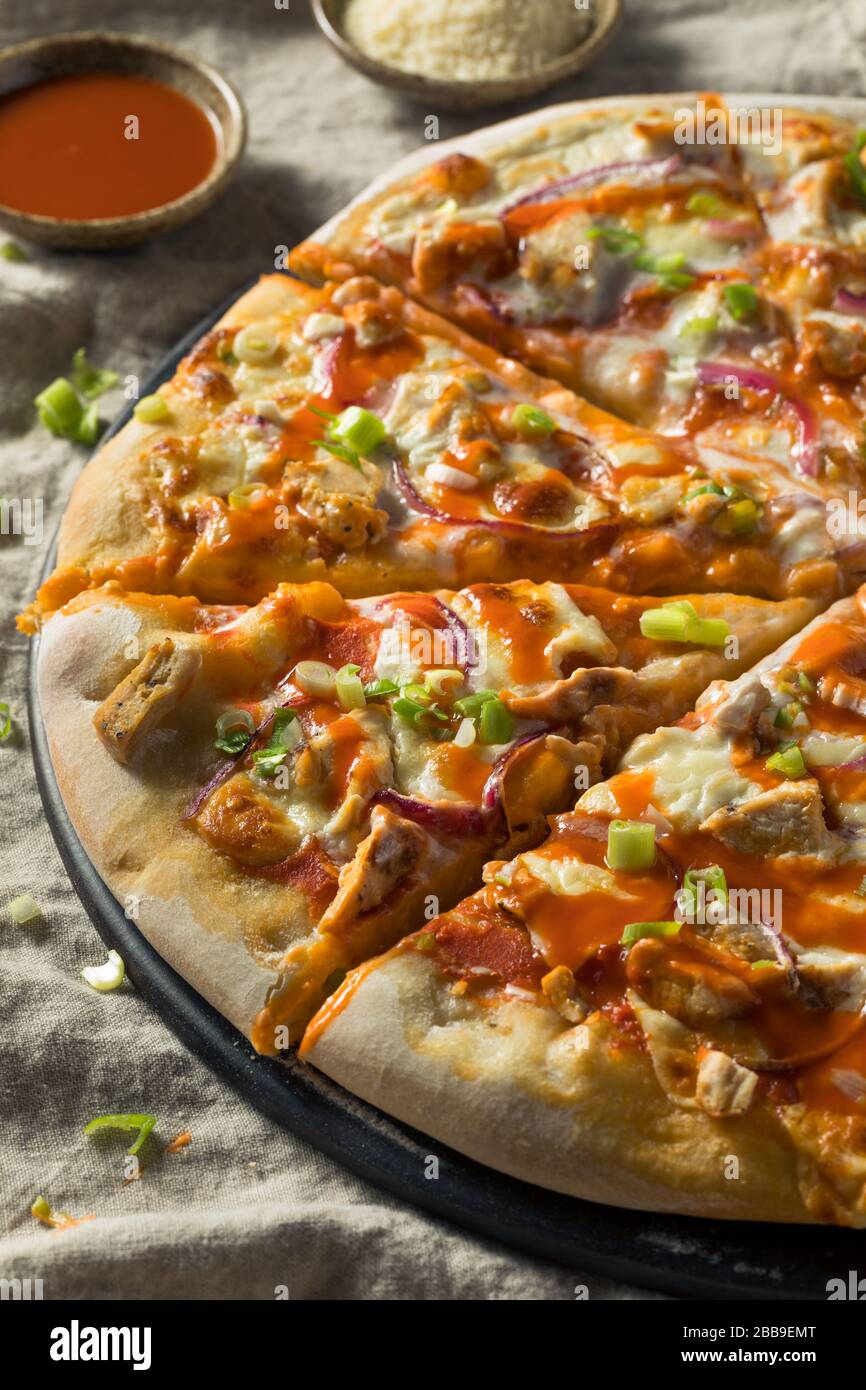 Homemade Buffalo Chicken Pizza with Blue Cheese Stock Photo Alamy