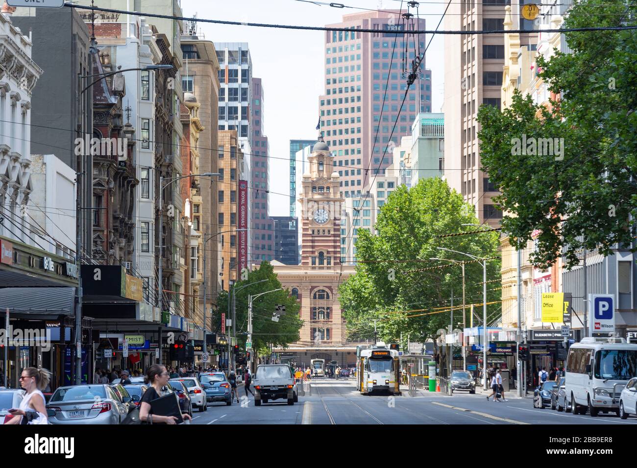Flinders Street Station, Elizabeth Street, City Central, Melbourne, Victoria, Australia Stock Photo