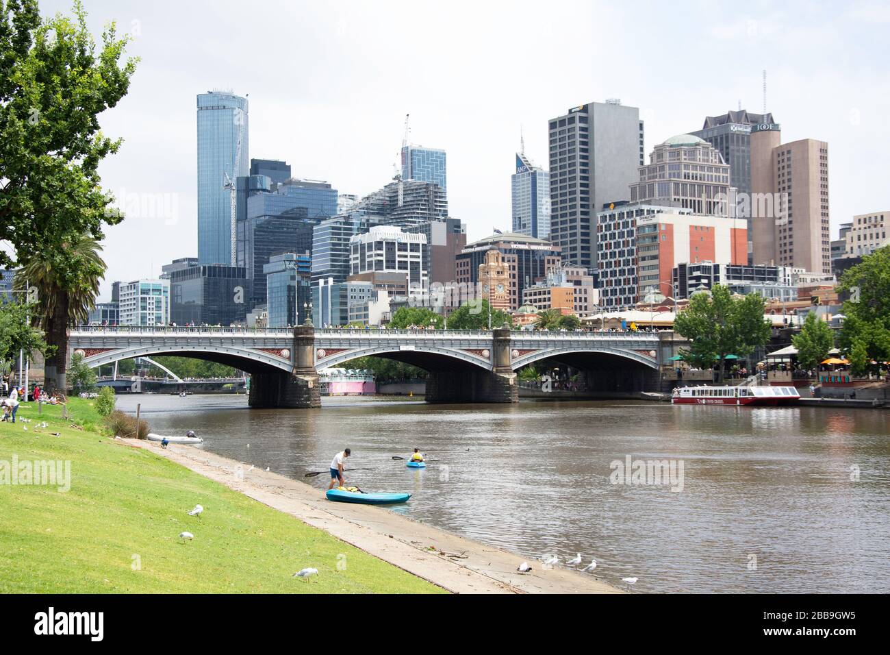 Central Business District across River Yarra, City Central, Melbourne, Victoria, Australia Stock Photo