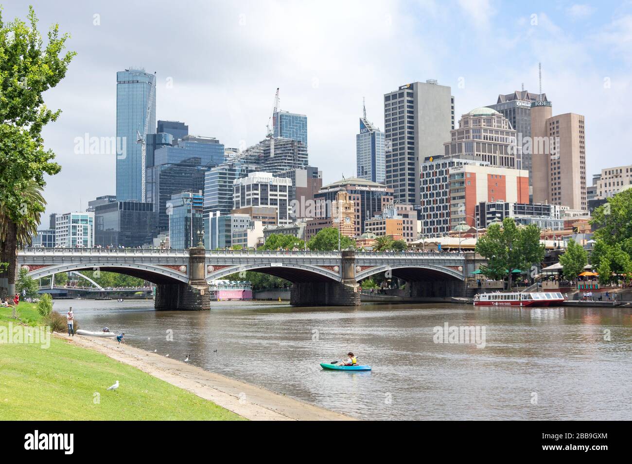 Central Business District across River Yarra, City Central, Melbourne, Victoria, Australia Stock Photo