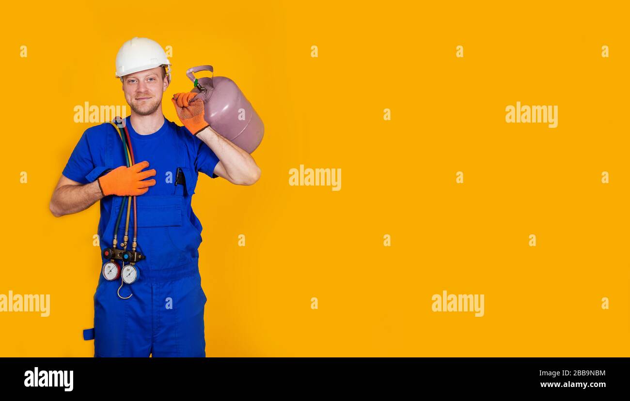 Air conditioning technician. air conditioning repair and pressure