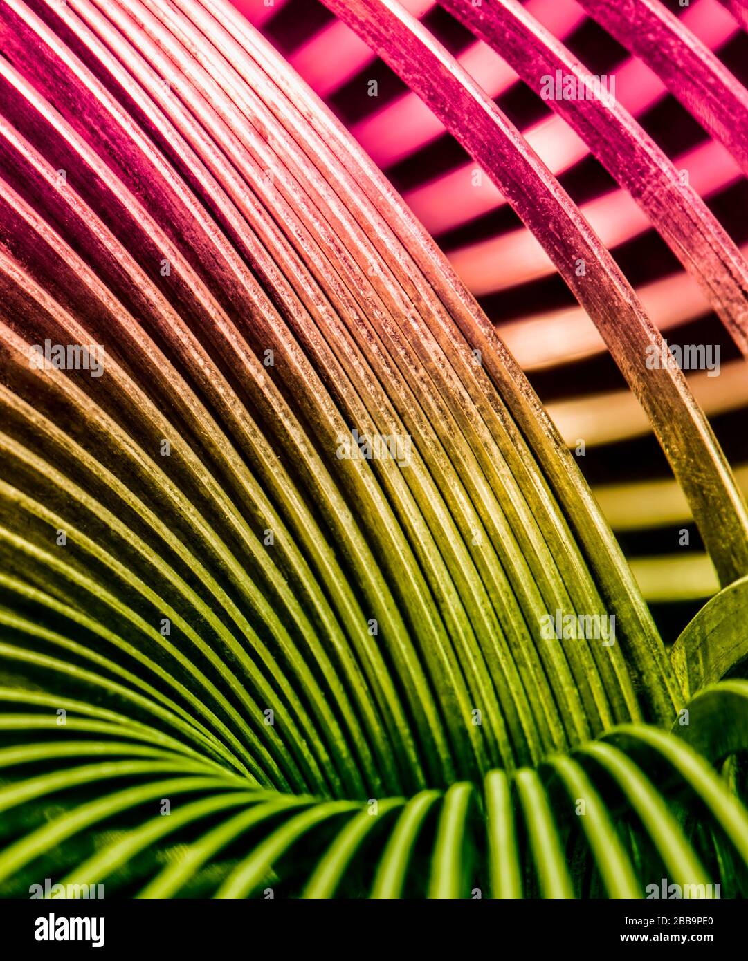 Geometric, playful, linear, neon pink and green design. Good for background Stock Photo