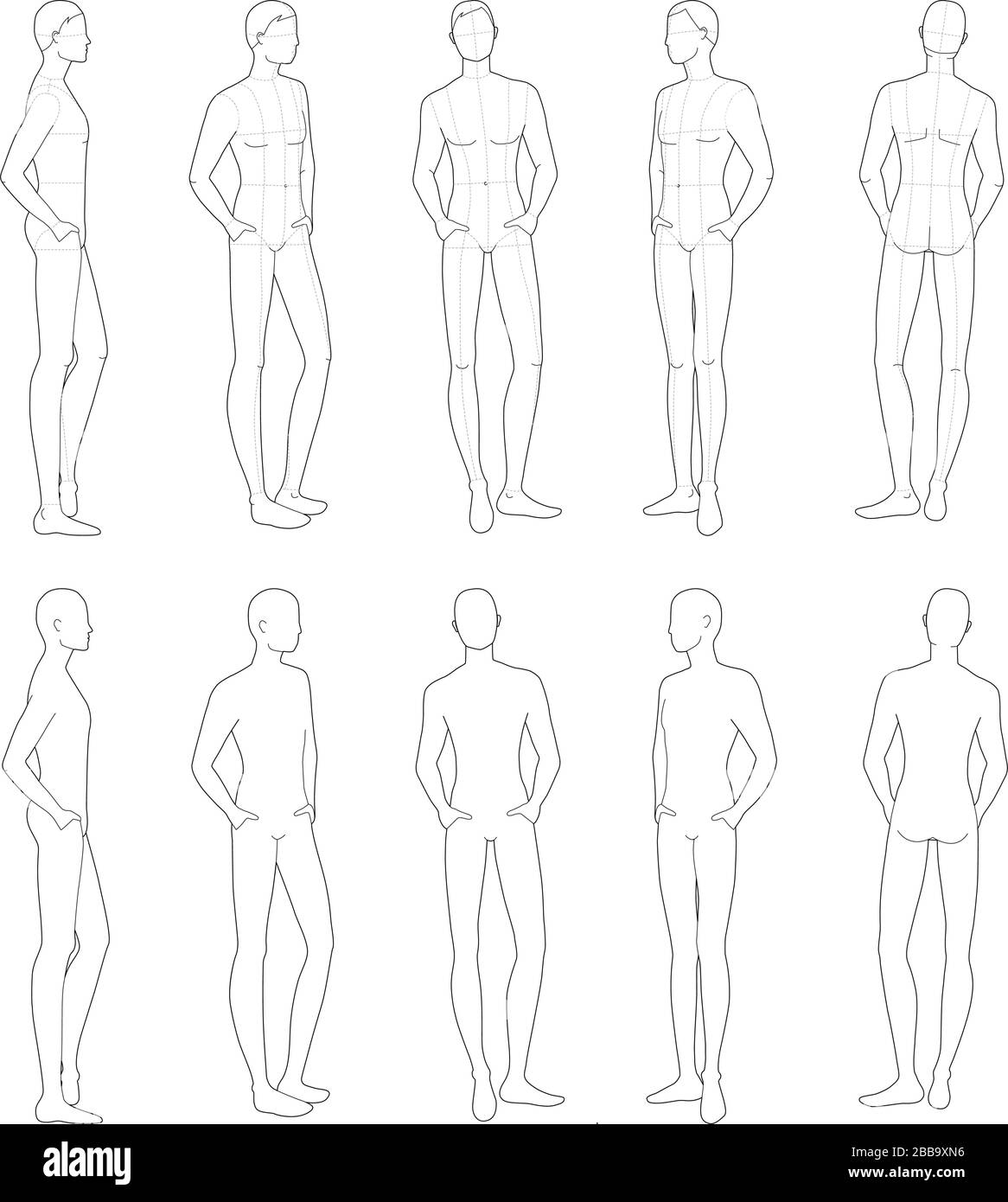 Fashion Template Of Relaxing Stand Men Stock Illustration - Download Image  Now - Adult, Anatomy, Boys - iStock