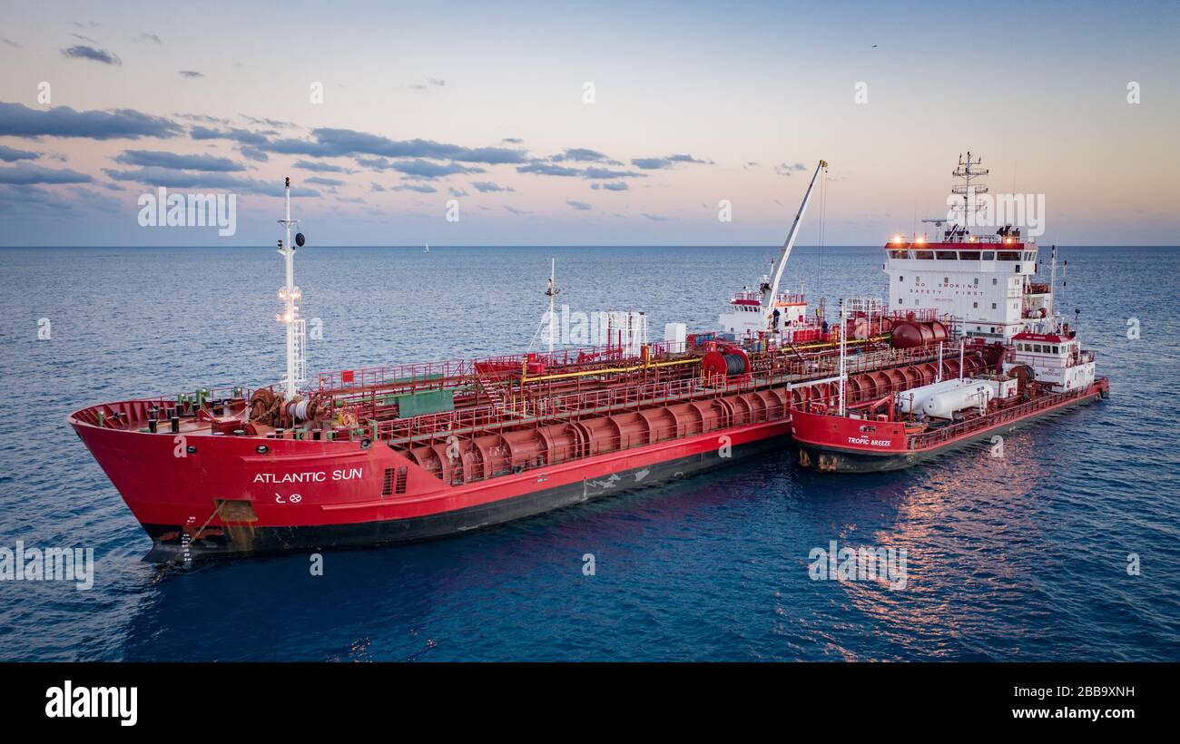 Tanker at anchor near Nassau, Bahamas 2019 Stock Photo