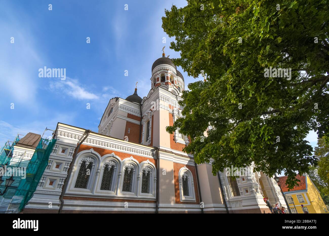 The facade of Alexander Nevsky Cathedral on Toompea Hill in the medieval city of Tallinn Estonia. Stock Photo