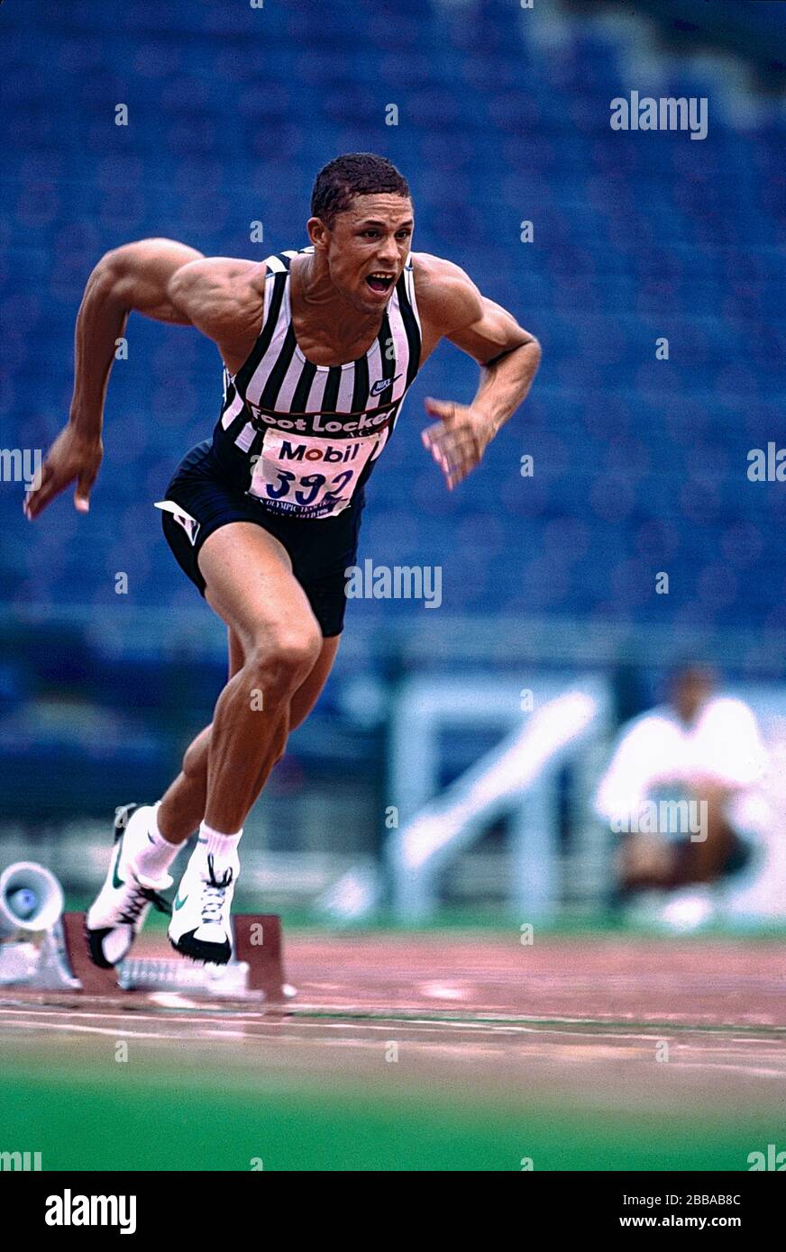 Dan O'Brien (USA) competing in the  decathlon at the 1996 US Olympic Track and Field Team Trials Stock Photo