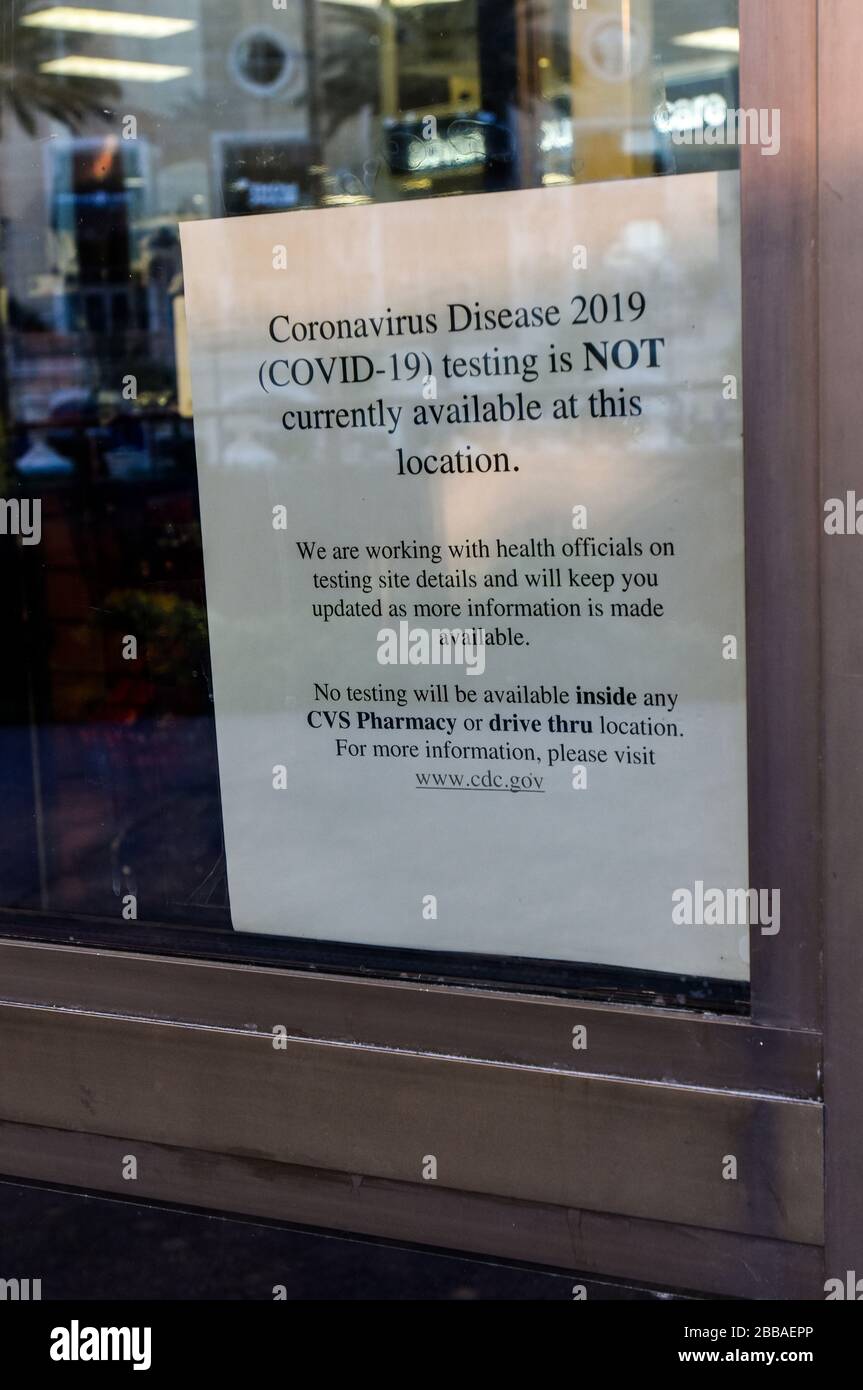 Sign on the door of closed CVS Pharmacy on the Las Vegas Strip. One week into the Las Vegas shut down due to Coronavirus, the Strip is fairly empty. M Stock Photo