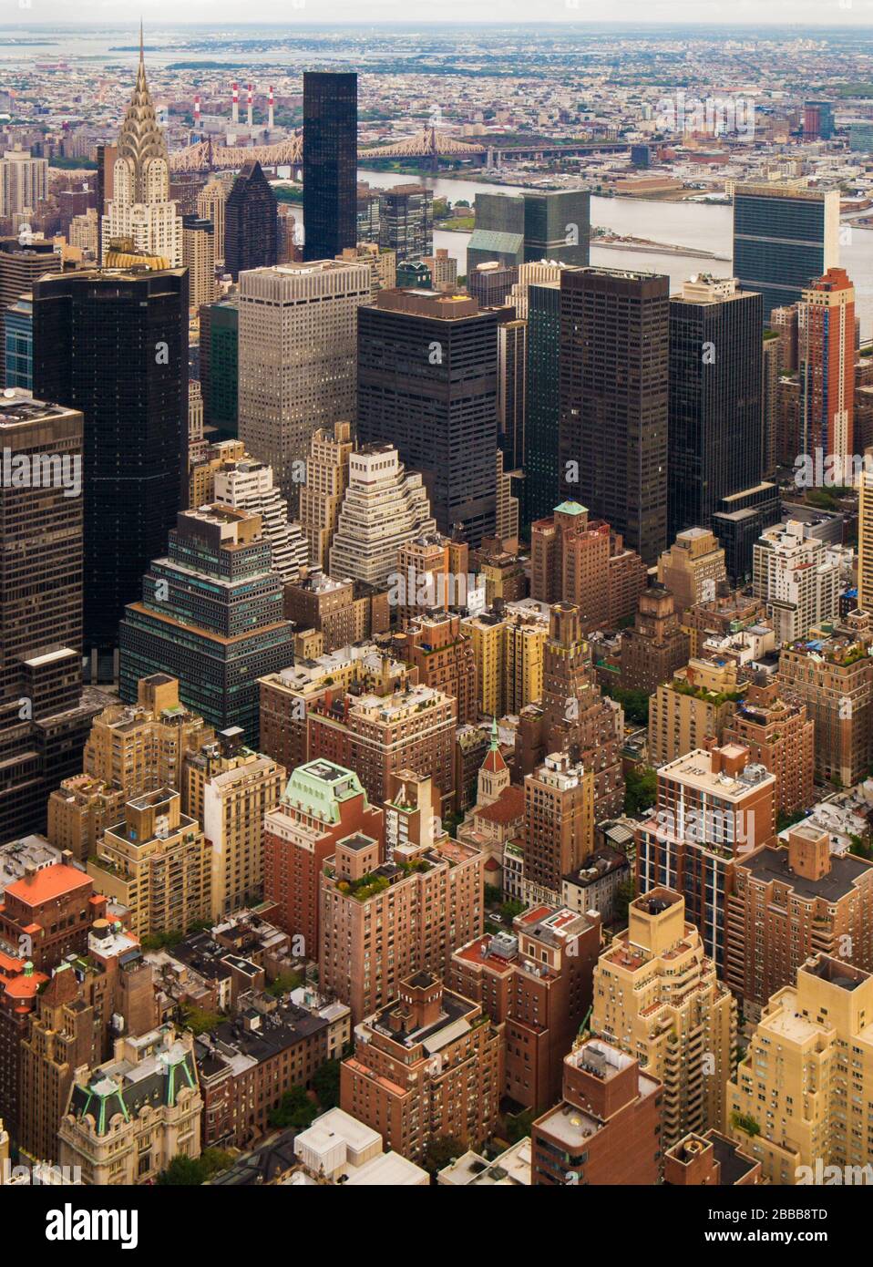 New York City with the Chrysler Building and the UN as seen from the Empire State Building Stock Photo