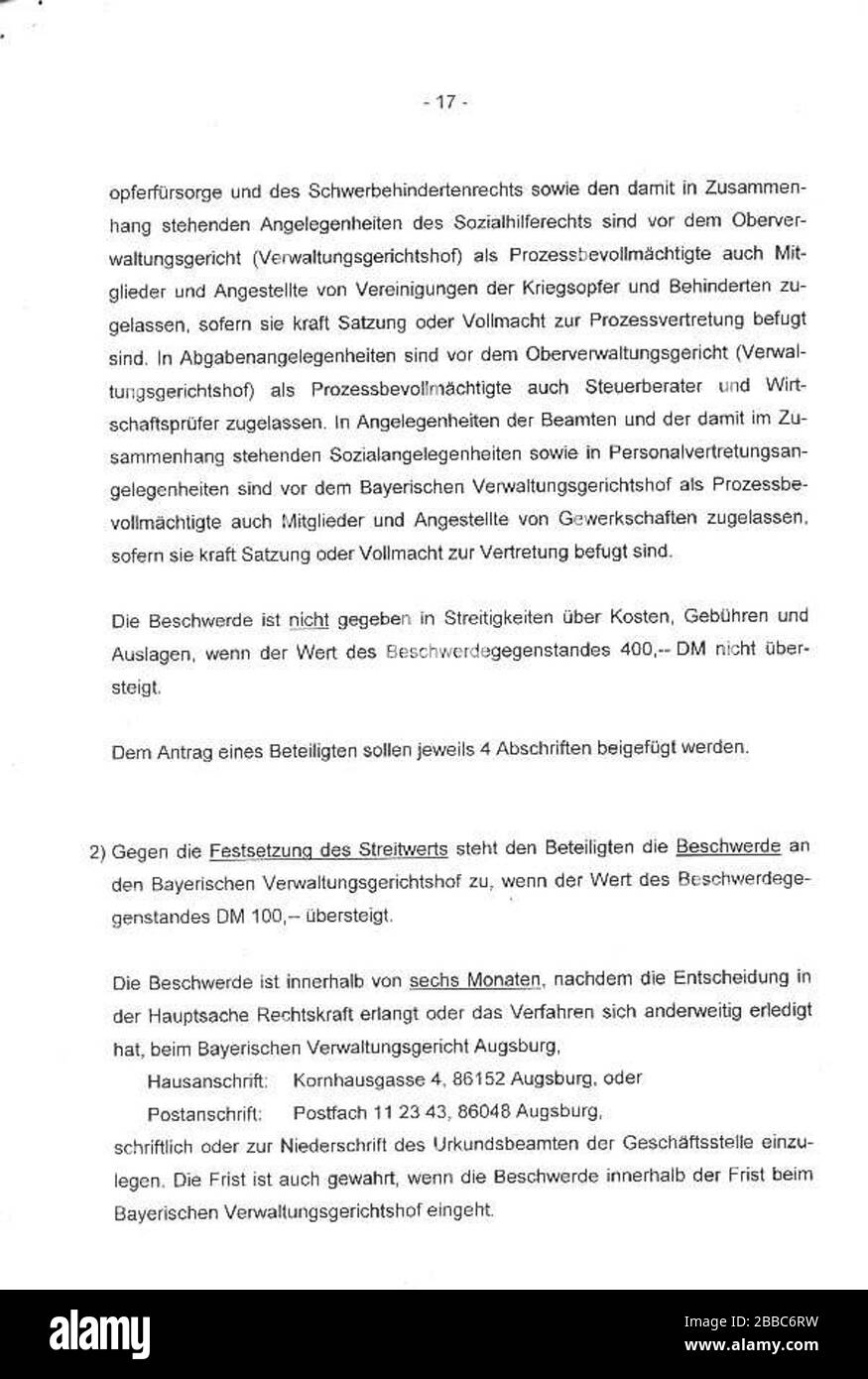 'Bayerisches Verwaltungsgericht Augsburg; Die Archiv-Affäre - Das Urteil; [1]; ' Stock Photo