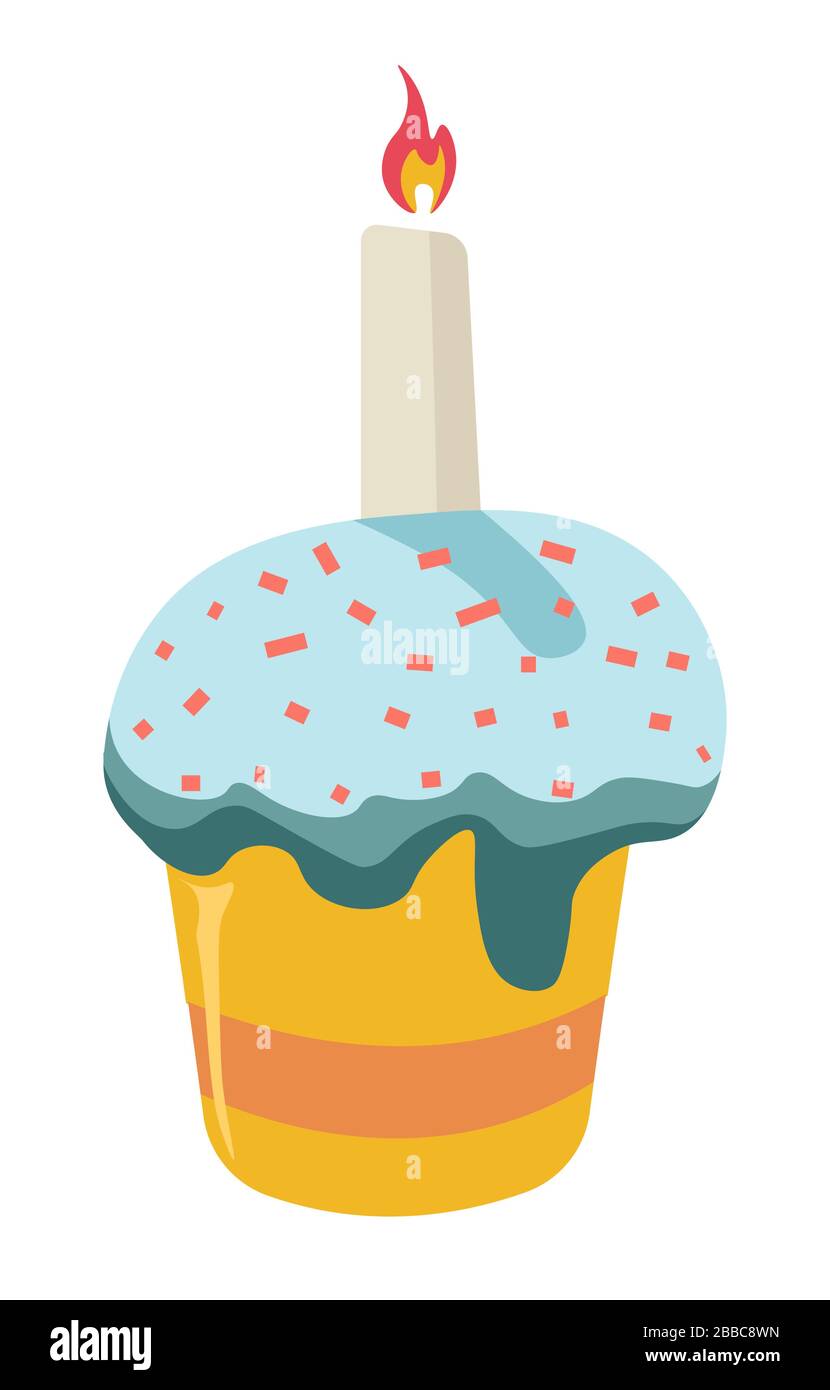 Easter cake with sprinkles and fired candle vector Stock Vector
