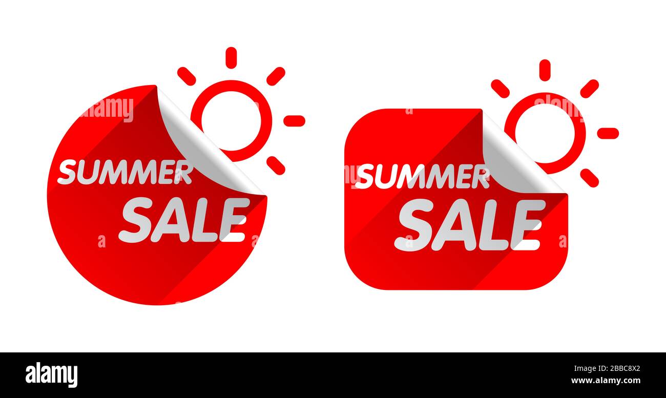 Summer sales stickers on white background Stock Photo - Alamy