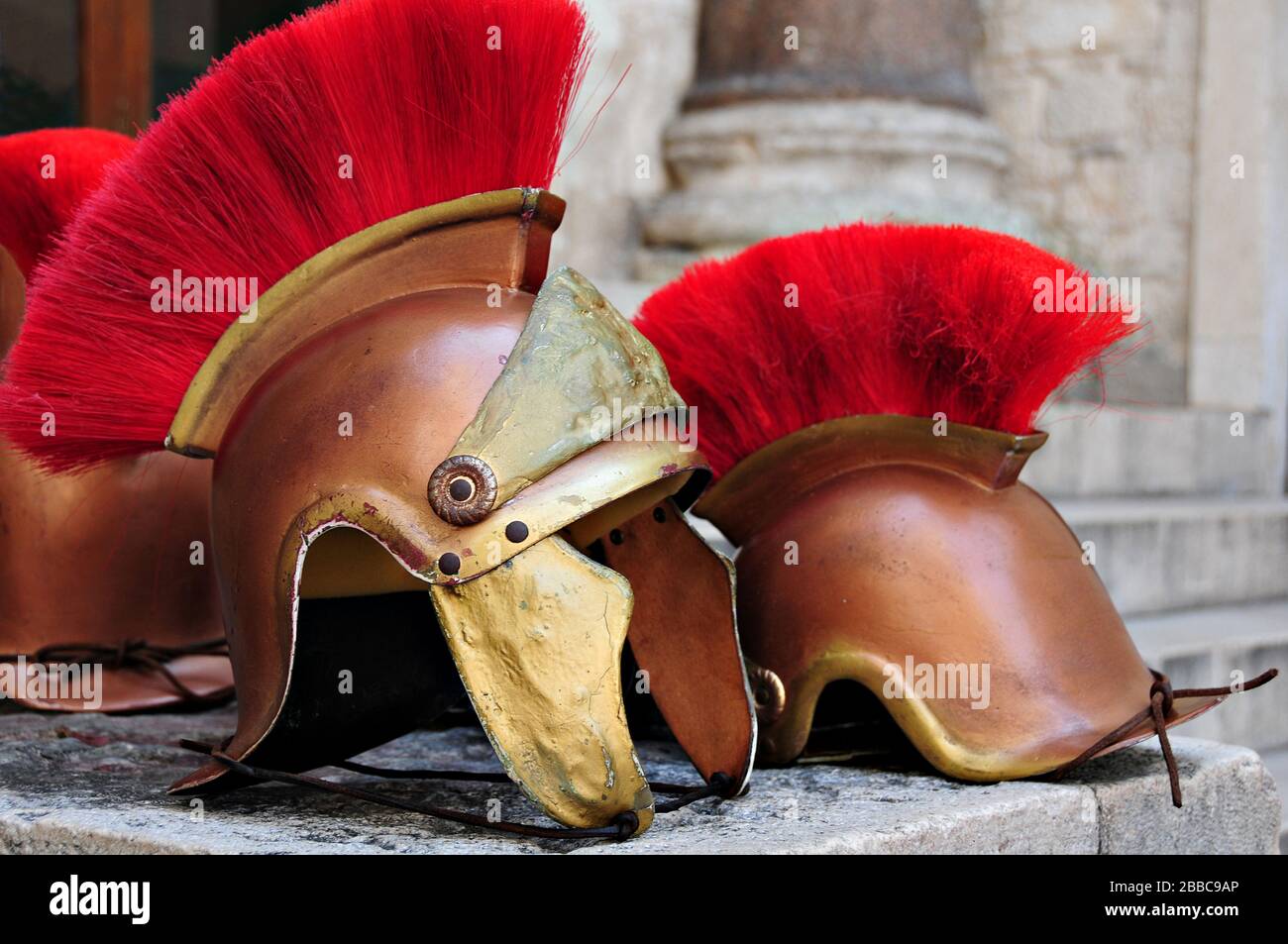 Croatia, Split, Roman soldier helmets Stock Photo