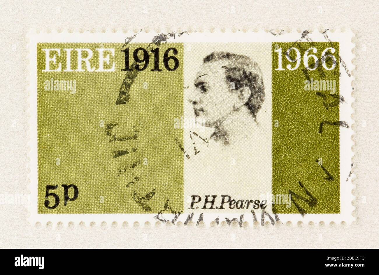 SEATTLE WASHINGTON - March 29, 2020: Close up of postage stamp from Ireland featuring portrait of P H Pearse, a member of the Easter Week Rebellion. S Stock Photo