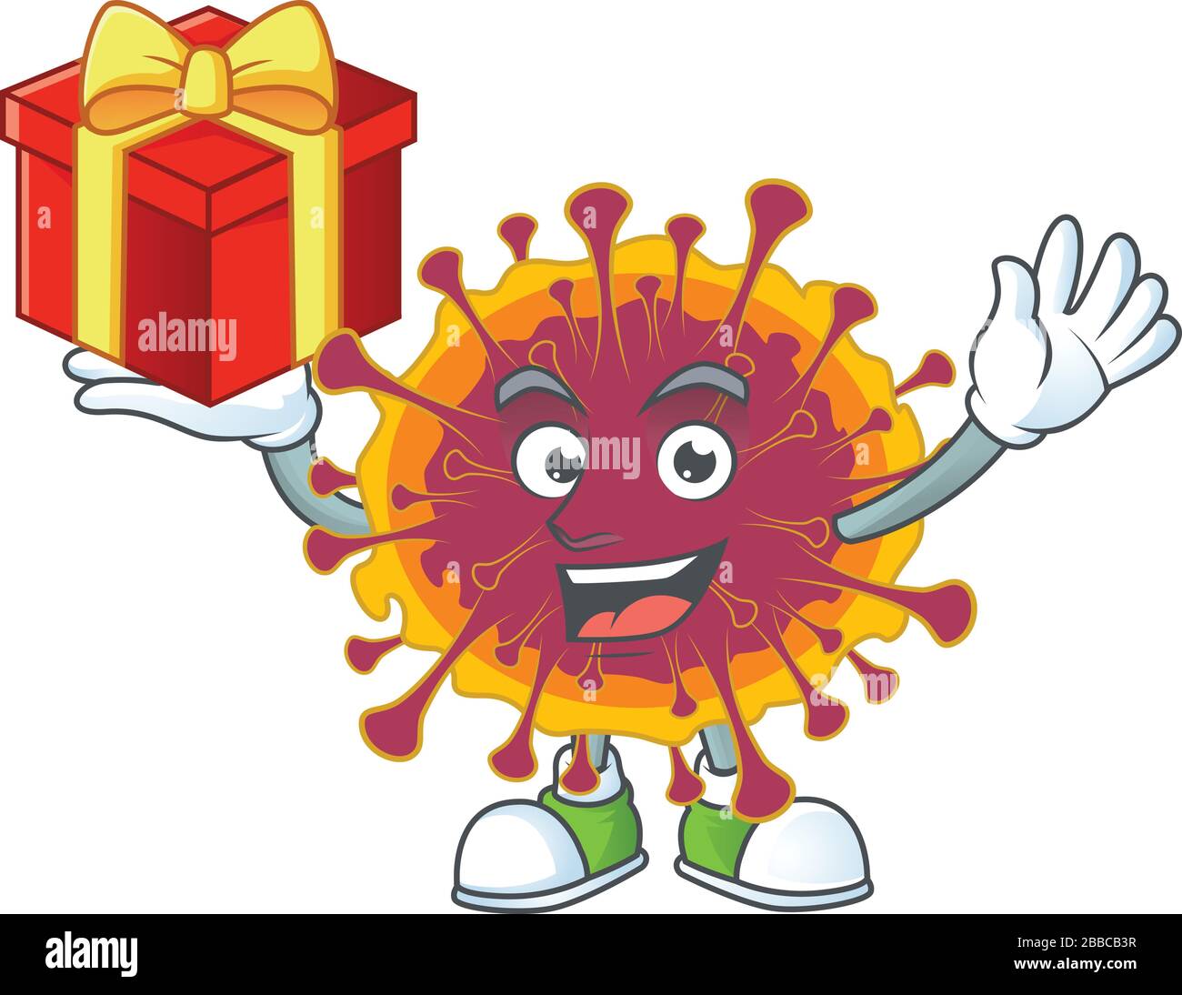 A mascot design style of spreading coronavirus showing crazy face Stock Vector