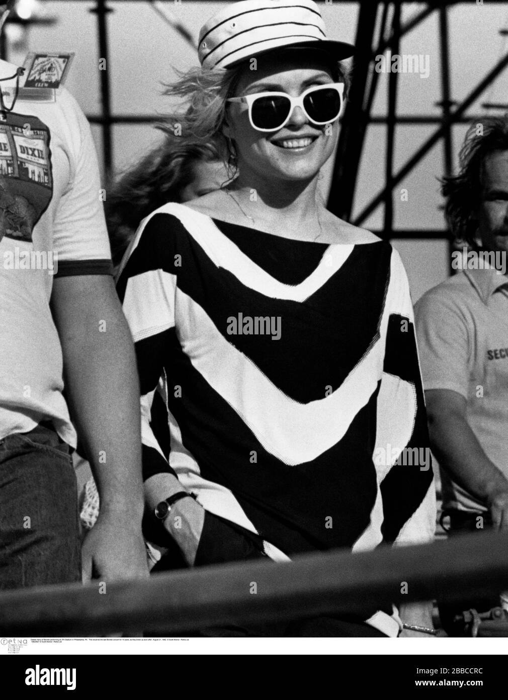 Debbie Harry of Blondie performing at JFK Stadium in Philadelphia, PA.  This would be the last Blondie concert for 14 years, as they broke up soon after. August 21, 1982. Credit: Scott Weiner / MediaPunch Stock Photo