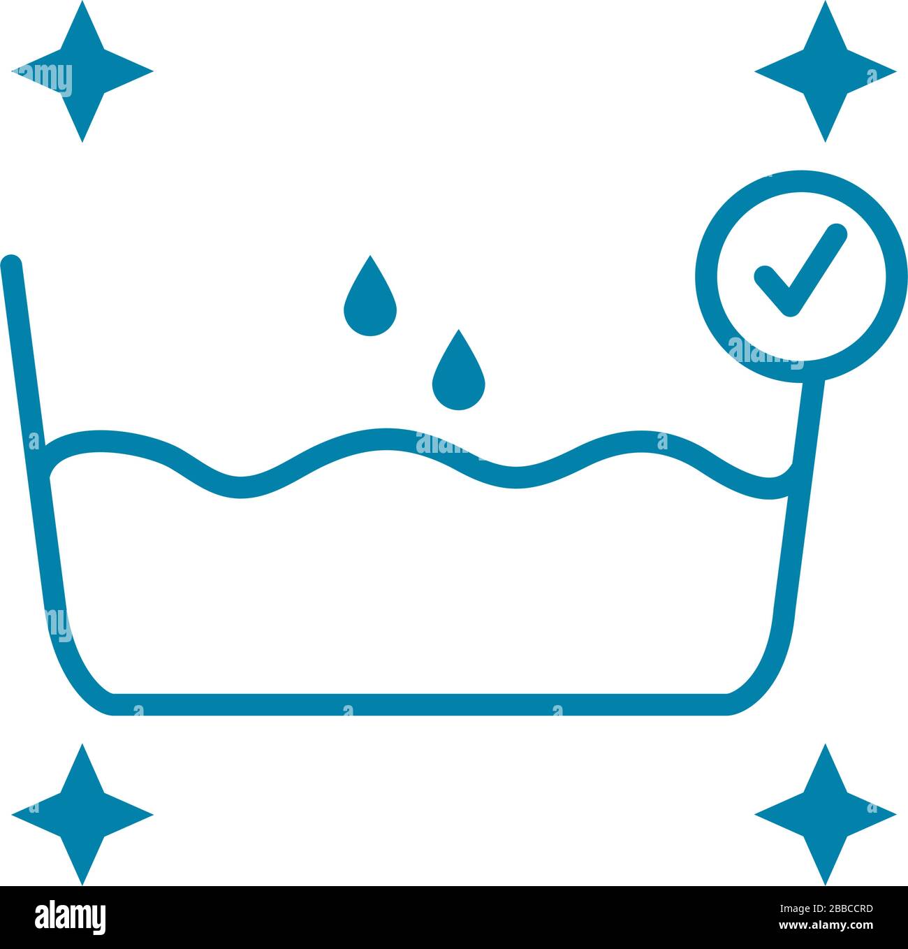 cleaning bucket with water icon over white background, line style ...