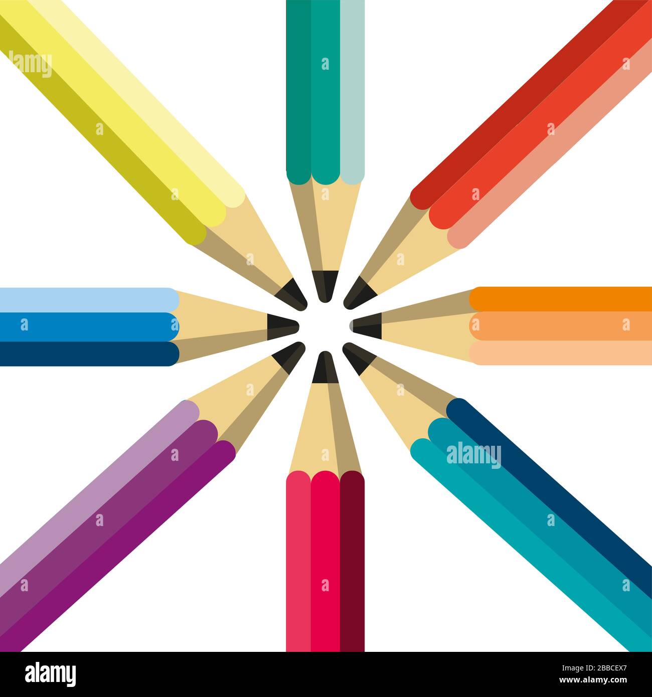 Pencils Vector Drawing on a white background Stock Vector