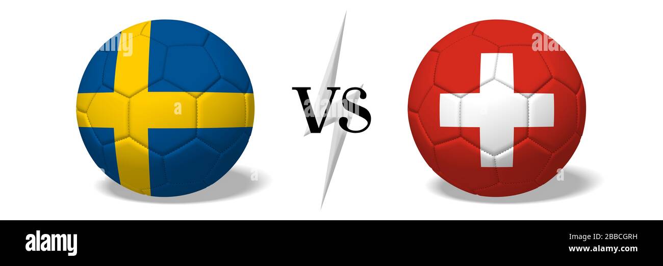 Soccerball concept - Sweden vs Switzerland Stock Photo
