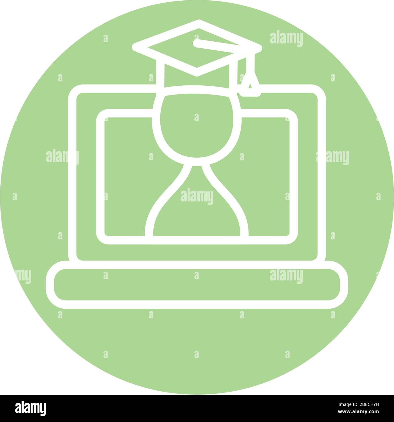 education online concept, laptop computer with avatar graduation ...