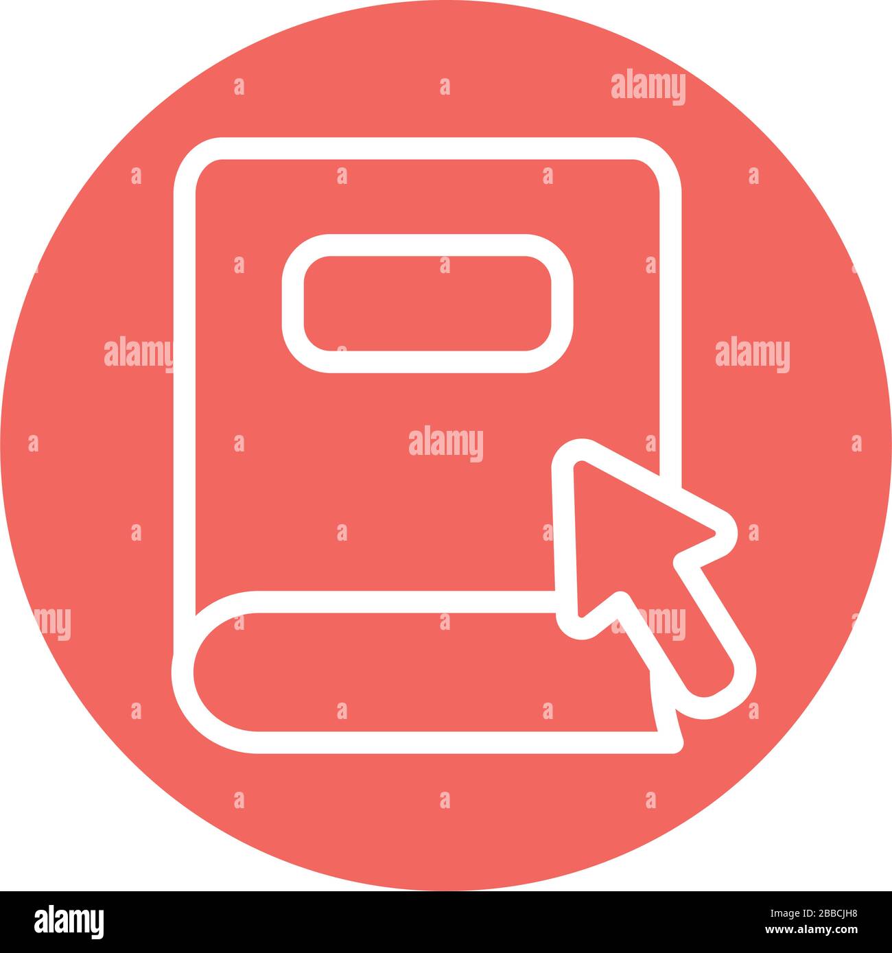 academic book with cursor icon over white background, line block style ...