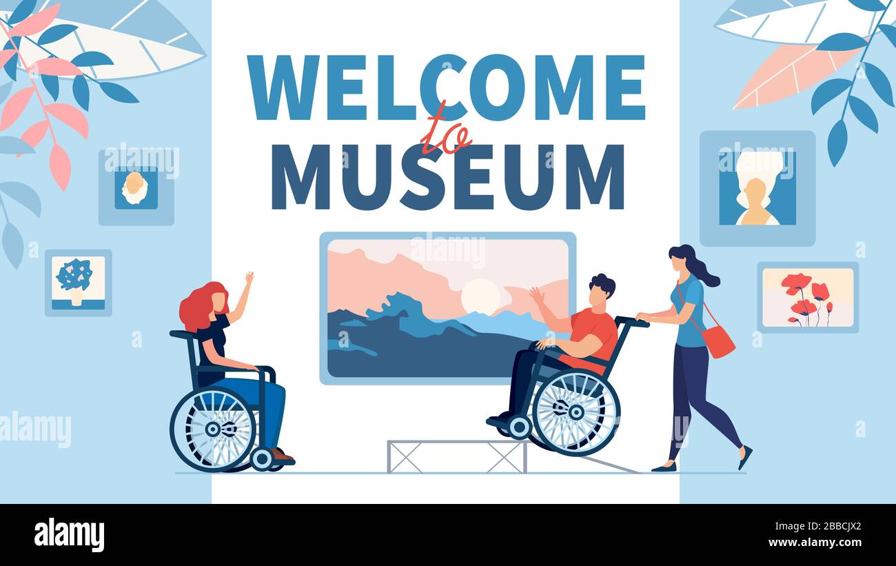 Excursion to Museum for Disabled People Invitation Stock Vector