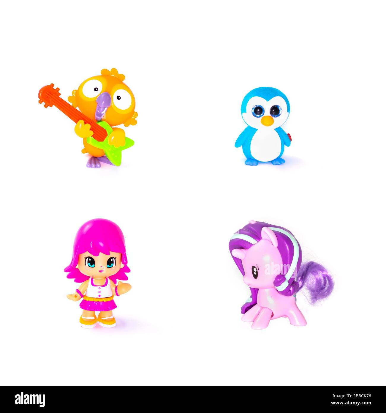 Set of children toy figurines on white background. Full size. Stock Photo