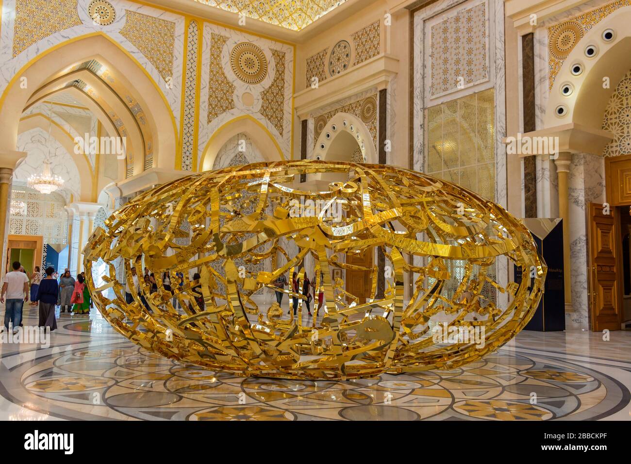 Abu Dhabi, UAE 3rd Jan 2020 The Power of Words is a golden sculpture