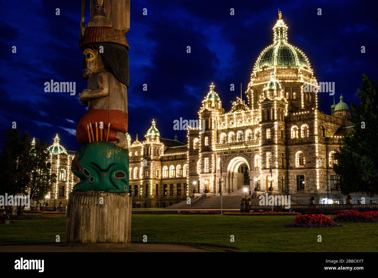 BC Parliament Buidlings, Victoria Inner Harbour, BC, Canada Stock Photo