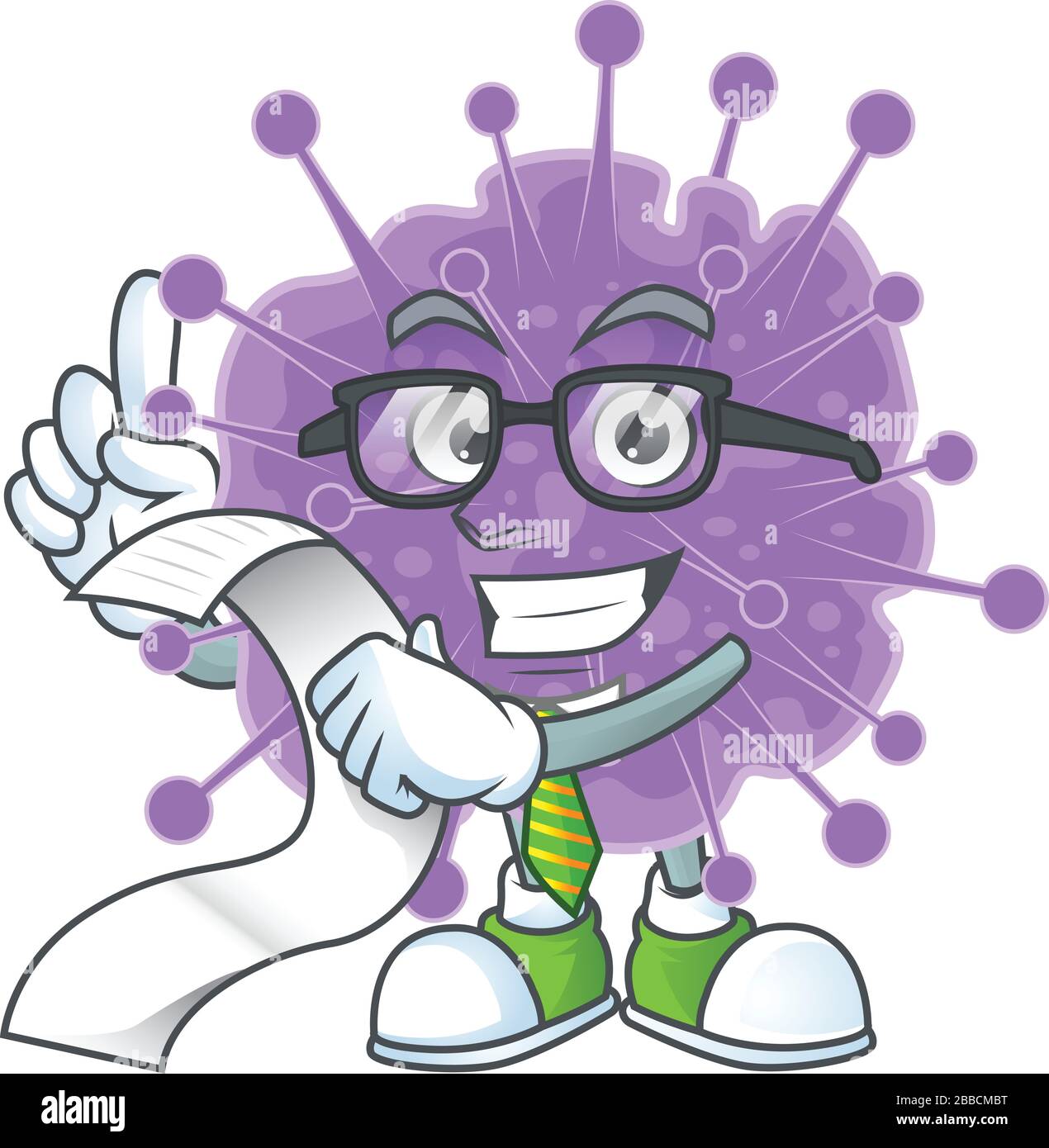 cartoon character of coronavirus influenza holding menu on his hand Stock  Vector Image & Art - Alamy