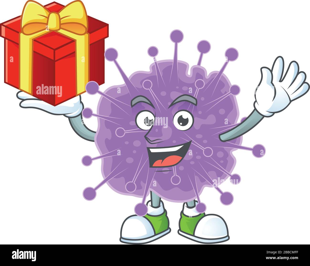 A mascot design style of coronavirus influenza showing crazy face Stock Vector