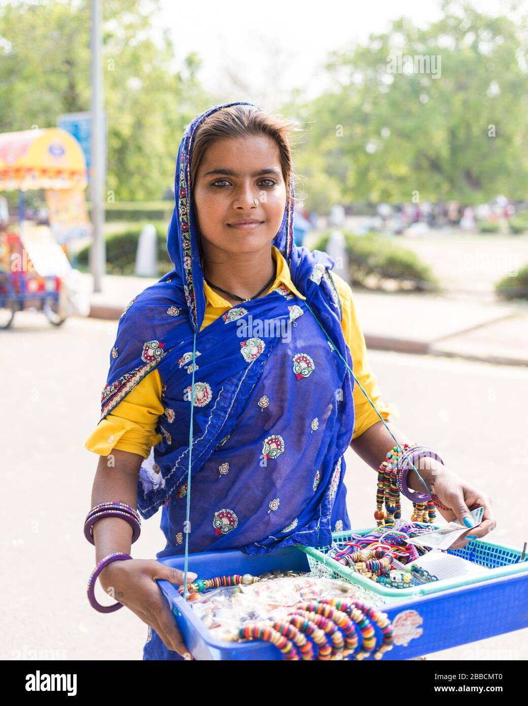 DELHI, INDIA 19TH MARCH 2016 A lady wearing traditional clothes and
