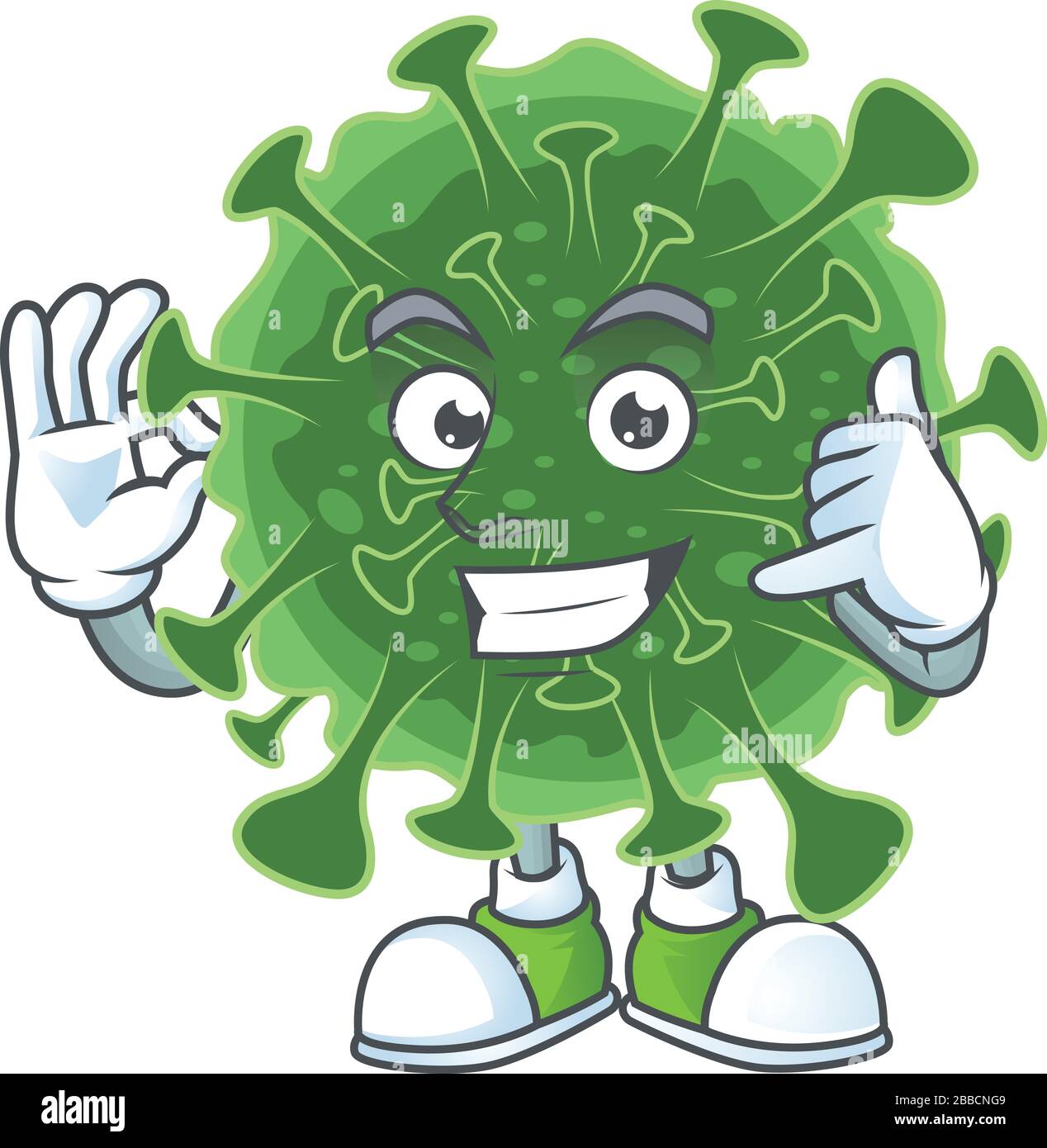 Call Me Funny Gesture Wuhan Coronavirus Mascot Cartoon Design