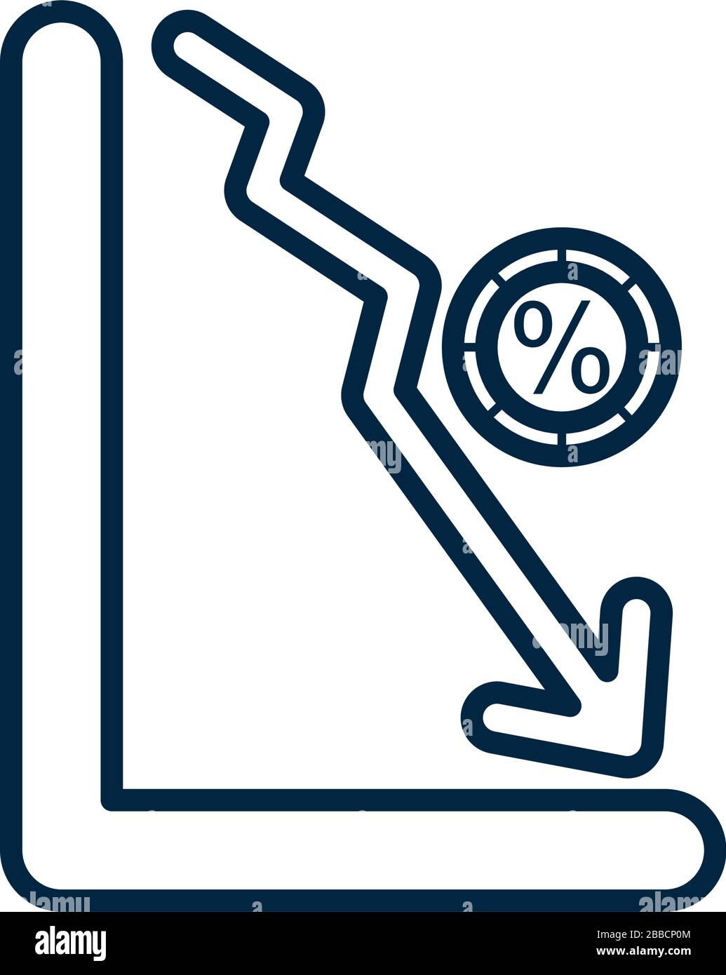 graphic bar with descending financial arrow and coin icon over white ...