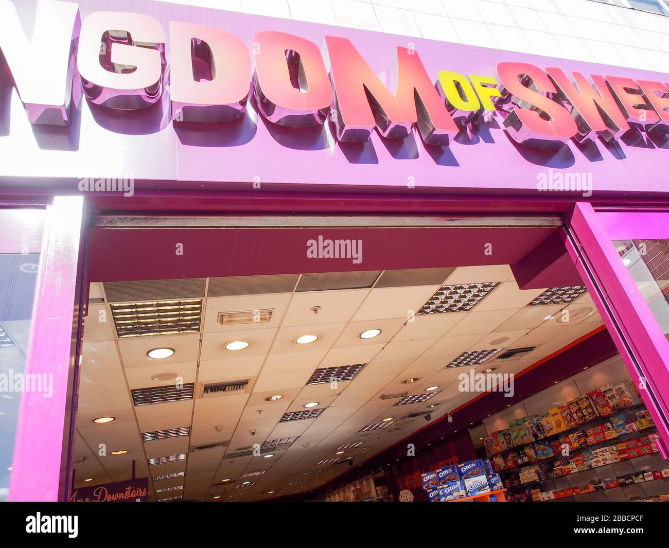 Kingdom of sweets shop on Oxford street, Retro american candy & chocolate store London Stock