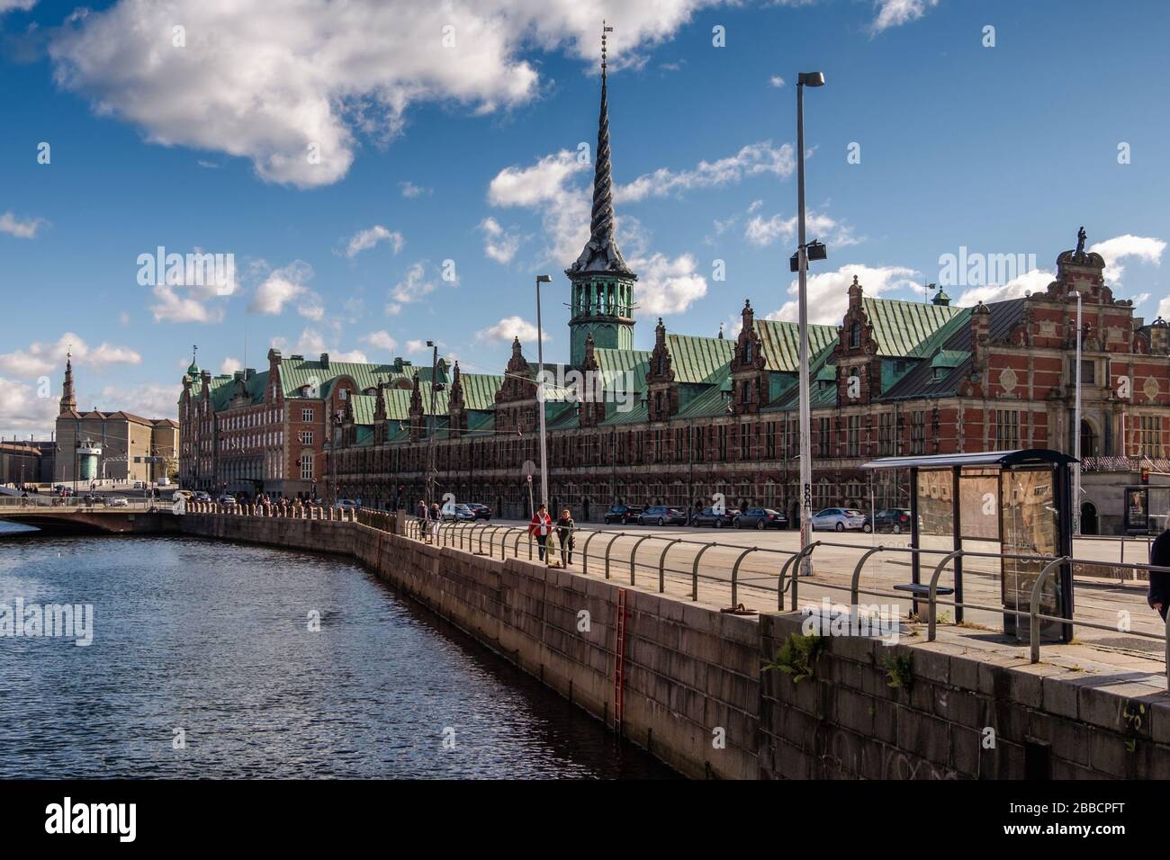 Slotholmens canal and Borsen, former stock exchange built in 1619, Copenhagen, Denmark Stock Photo