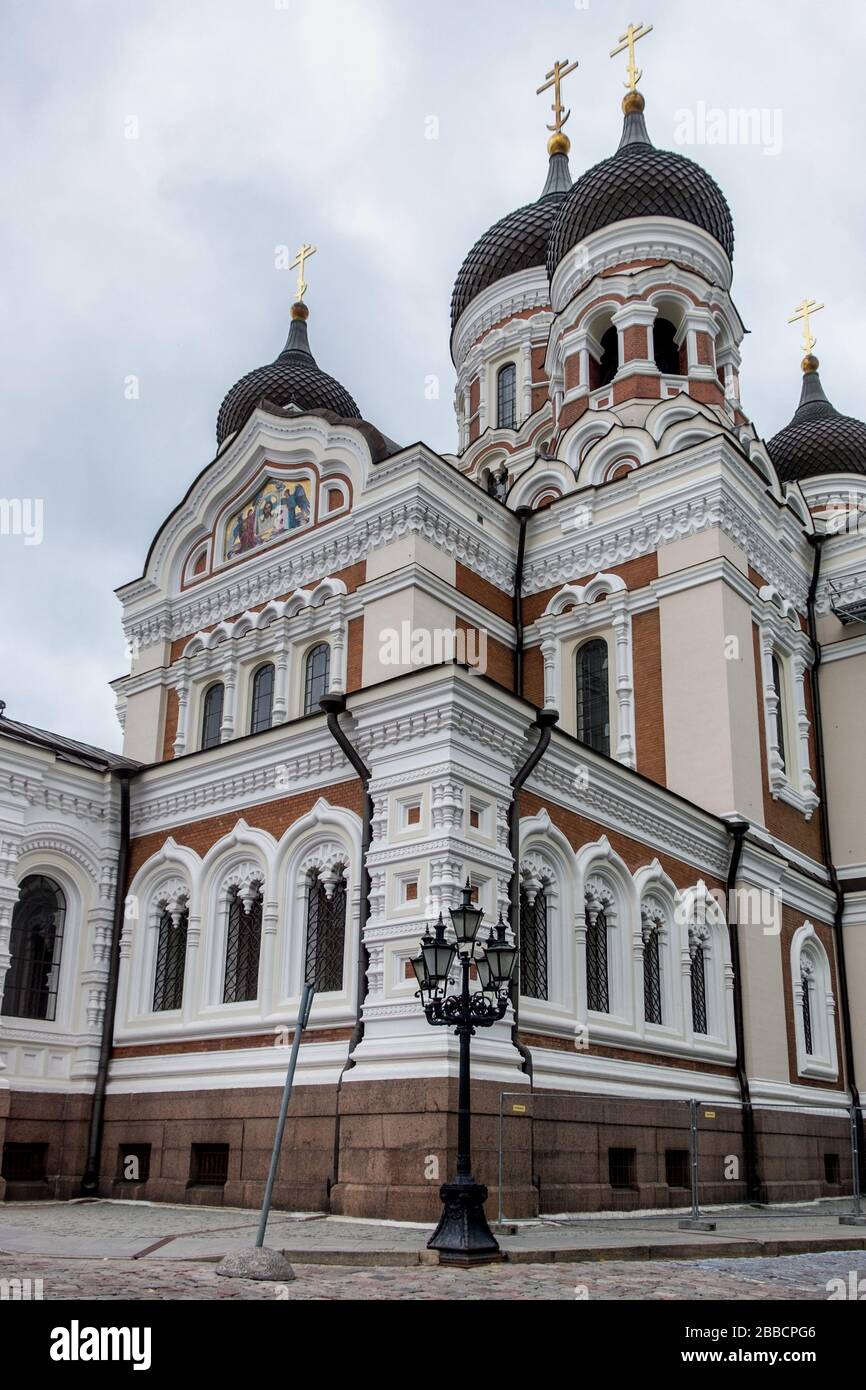 Alexander Nevsky Cathedral, a Russian Revival style Orthodox church,  on Toompea Hill, Tallinn, Estonia Stock Photo