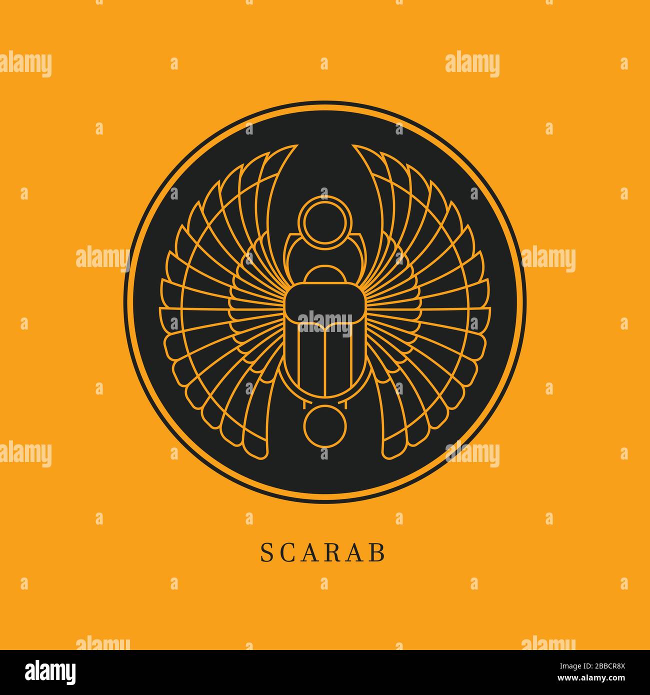 Illustration of the Egyptian scarab beetle, personifying the god Hepri. Stock Vector
