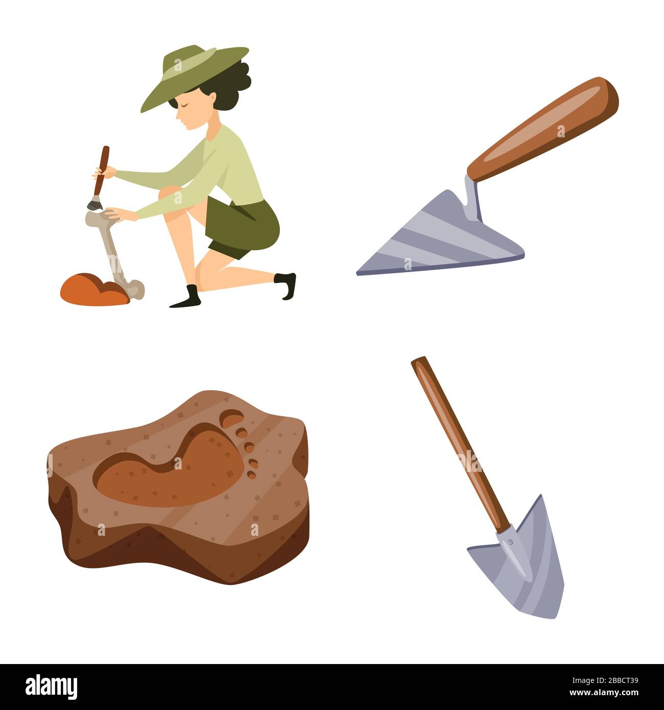 Vector illustration of archaeology and historical icon. Collection of archaeology and excavation stock symbol for web. Stock Vector