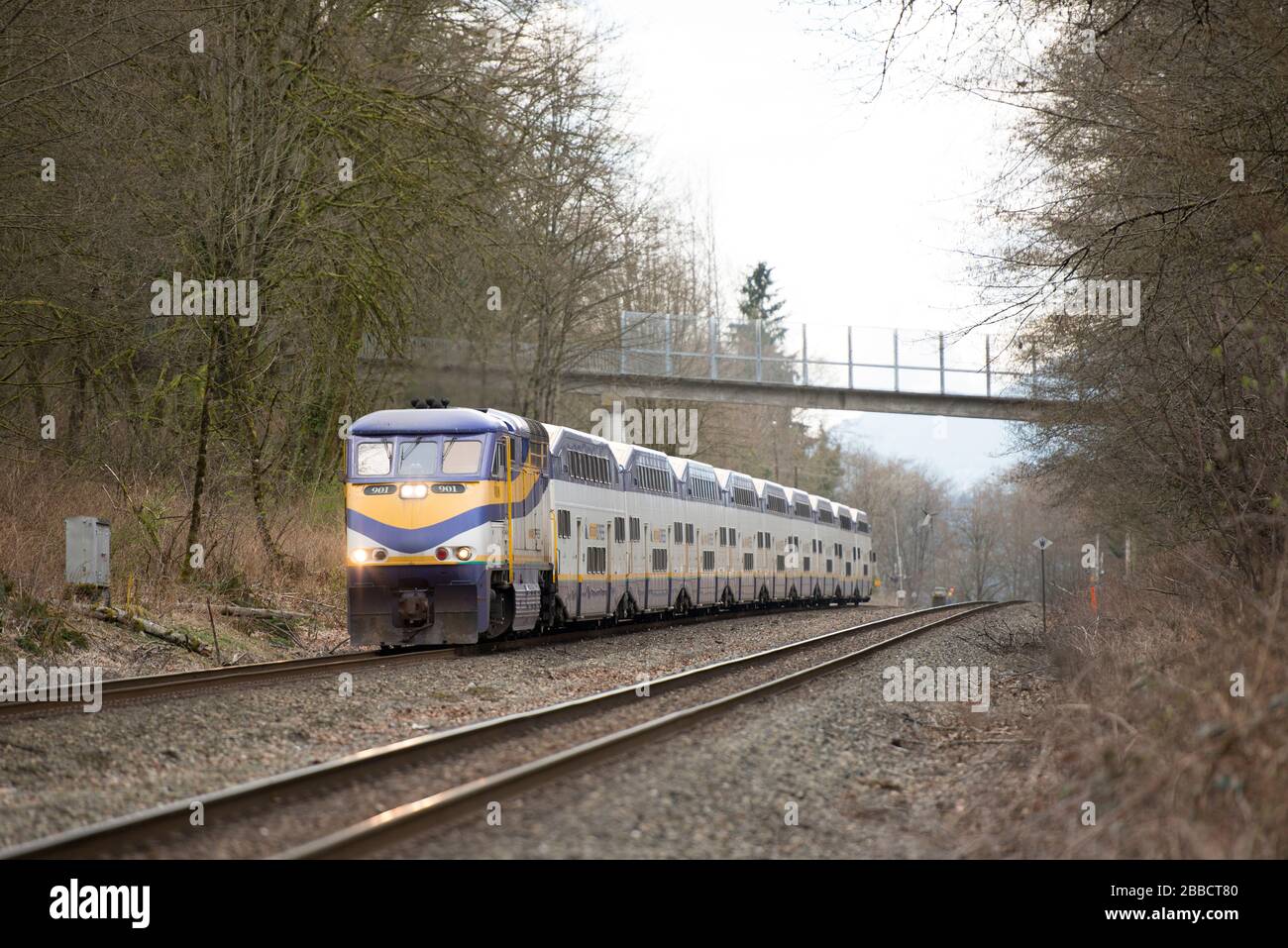 The Westcoast Express commuter train in Burnaby, British Columbia, Canada Stock Photo